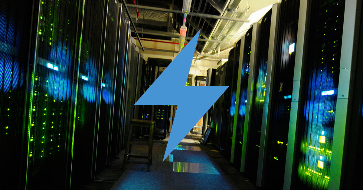 A lighting sign inside a server room. It represents a challenge online businesses in Pakistan face through balckouts